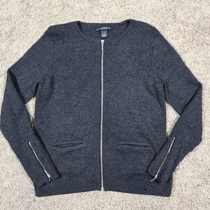 Elena Solano 100% Italian Wool Grey Zipper Cardigan